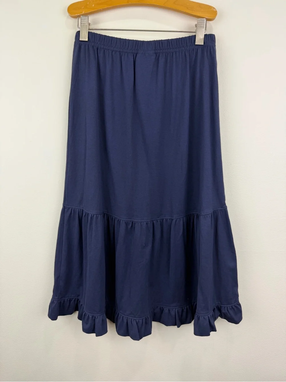 Hanna Andersson Navy Tiered Ruffle Midi Skirt 100% Cotton Size 140 NWT